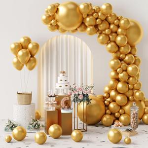 137pcs Metallic Gold Balloons Latex Balloons Different Sizes 18/12/10/5 Inch Variety Size Pack Party Balloons Gold Balloons Kit for Birthday Wedding Decoration
