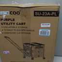 Folding Utility Cart Portable Rolling Crate Handcart Shopping Trolley Collapsible Tool Box, with Lid, Basket on 4 Rotate Wheels, for Grocery, Shopping, Office, Storage, Teacher (Purple)