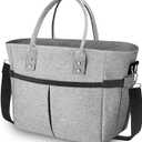 Lunch Bags for Women,Insulated Lunch Tote Bag with Adjustable Shoulder Strap, Lunch Box with Drinks Holder for Adults Men Work Picnic Beach Workout (Grey, X-Large) (Gray)