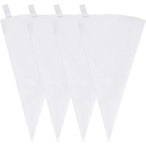 4 Pack 16" Reusable Pastry Piping Bags, Cloth Cake Decorating, White Cloth Frosting Bags, Icing Piping Bags Decorating Bags Icing Frosting Bags, White Hangable Piping Bags