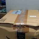 HIGOGOGO Round Stuffed Pouf Ottoman, Stripe Faux Fur Poufs with Foam Chunk Filling, Furry and Fluffy Pouf Foot Stool Storage Ottoman, 26 X 18 Floor Poufs Foot Rest for Living Room, Brown