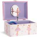 Jewelkeeper Pink and White Dotted Design, Girl's Ballerina Box, Sleeping Beauty Tune