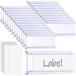 50 Pcs Clear Wire Shelf Label Holders with White Blank Labels, 3"x1.4" Reusable Price Label Holder, Plastic Shelf Tags for Retail Store Shelving Accessories, Supermarket & Warehouse Organization 50 Pcs Clear Wire Shelf Label Holders with White Blank Labels, 3"x1.4" Reusable Price Label Holder, Plastic Shelf Tags for Retail Store Shelving Accessories, Supermarket & Warehouse Organization