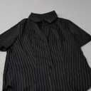SweatyRocks Women's Striped Button Down Shirt Short Sleeve Collared Fitted Work Office Blouse Dressy Tops (Large, Black)
