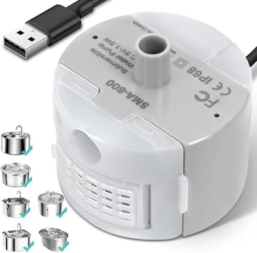 Ultra-Quiet Replacement Pump for Stainless Steel Cat Water Fountains - SMA-800 Motor - Safe and Easy to Clean with Low Voltage DC 5V and USB Cable (Pump) (Side Pump)