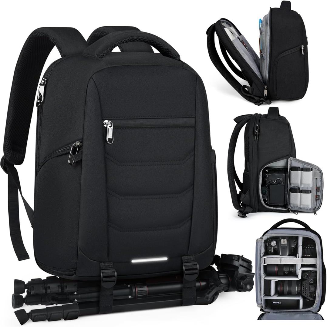 SDYSM Camera Bag Backpack Professional for DSLR SLR Mirrorless Camera Waterproof Laptop Back Pack 15.6 Inch with Rain Cover Anti Theft Travel Case Large Capacity Photography Backpack Black