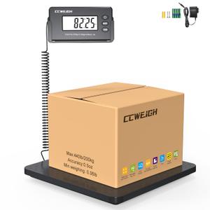 Shipping Scales 440lbs x 1oz Highly Accurate Postal Scales Ultrathin ABS Large Platform, Superlight Postal Scales for Shipping Packages, Small Business, Post Offices, Luggage Scale Battery and Adapter