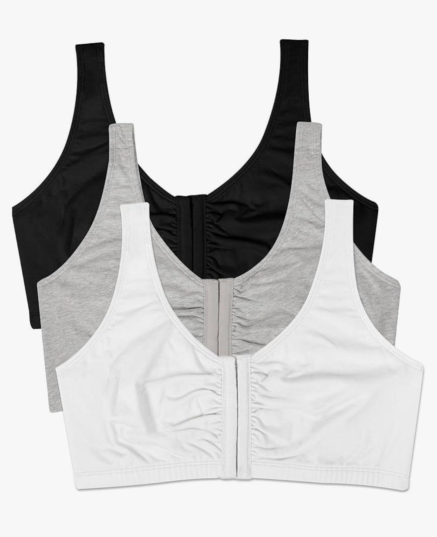 Fruit of the Loom Women's Front Close Sports Bra - Cotton Blend, Easy Fit & Built-Up Support 34