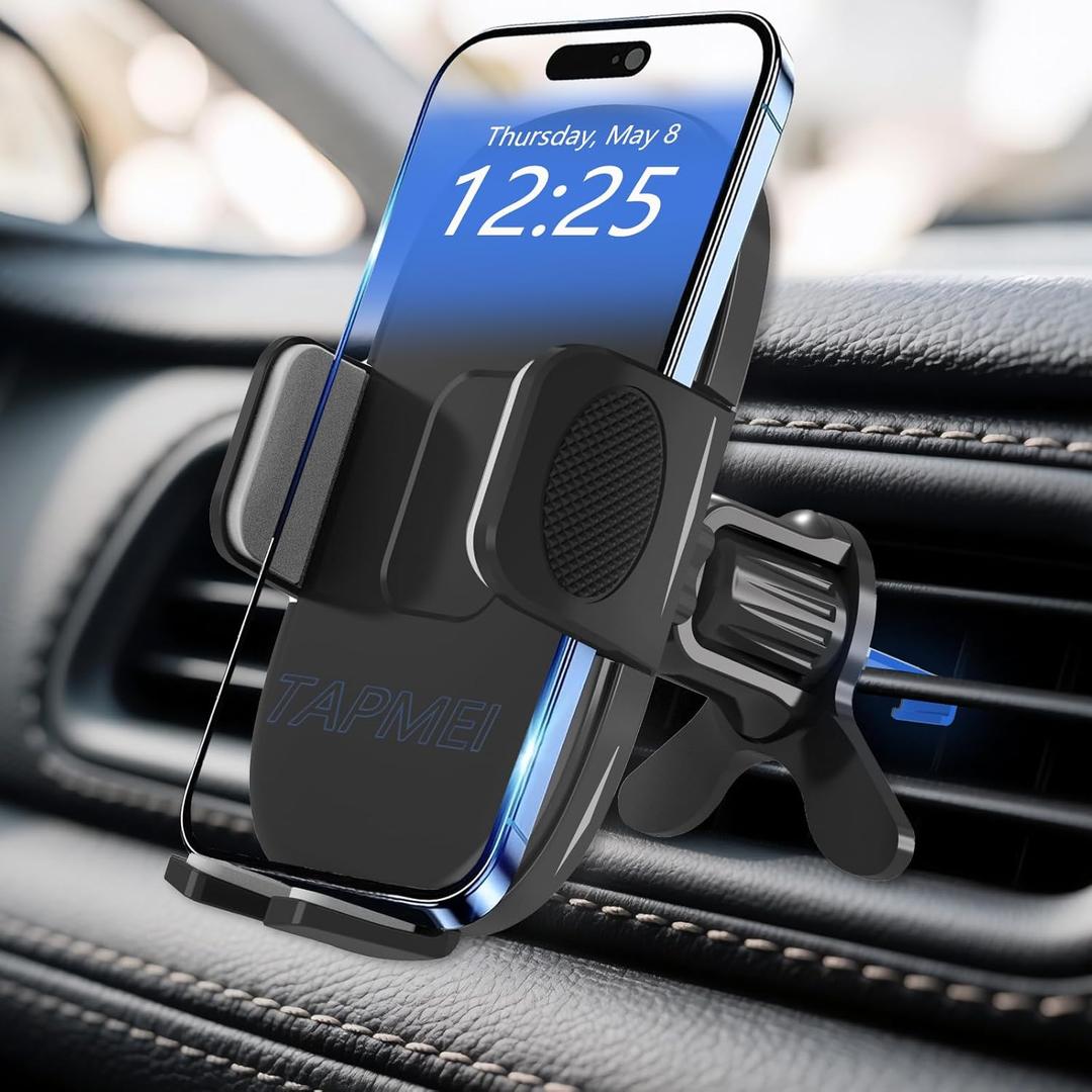 Phone Holder for Car Vent [2025 Upgraded Clip] Cell Phone Mount Hands Free Cradle Air Vent for iPhone 17 16 Pro Max and Universal Smartphone (Black)