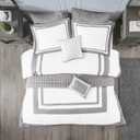 Madison Park Heritage Comforter Quilt Combo Set - Modern Luxury Design, All Season Down Alternative Bedding, Matching Shams, Decorative Pillows, King/Cal King(104"x92"), Color Block Grey 8 Piece (Heritage Color Block Grey)