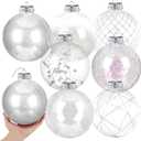 Wettarn Set of 8 Transparent Large Christmas Ball Ornaments 6 Inch Glitter Hanging Plastic Balls Christmas Tree Decorations for Lawn Yard Garden Party with Exquisite Filling Decoration(Silver White)