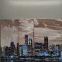 SERIMINO Wall Decor Living Room Modern City Chicago Skyline Large Canvas Wall Art for Bedroom Poster for Office Farmhouse 3 Pieces Set Wood Framed Night Scene Prints Paintings for Home 20"X28"