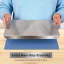 Stainless Steel Cutting Board with Lip, Extra Large Non Toxic 304 Metal Cutting Board for Kitchen, Non-Slip Mat Included, Chopping Board for Meat Veggies Dough Baking, 27.6" x 19.6", 19.7"L x 27.6"W