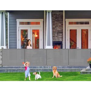 Upgrade 180 inch Retractable Baby Gates, EZIGO Extra Wide Baby Gate for Large Opening Extra Long Mesh Gate for Kids or Pet Dog Gate Child Safety Gate for Stairs Hallways Doorway Indoor Outdoor, Gray