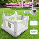 Inflatable Bounce House for Kids, PVC Small Bouncy Castle Outdoor with Basketball Hoop, Ball Pit, Rings, Target Game, Jumping, Pump Included, 98"L x 70"W x 65"H