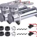 2PCS 200PSI Heavy Duty Air Train Horn/Air Ride Suspension Compressor 3/8 NPT 12V Silver for Car Horns