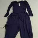 Darong Women's 2 Piece Set Outfits Lounge Sets Ruched Short Sleeve Tops High Waisted Wide Leg Pants Tracksuit Sets S