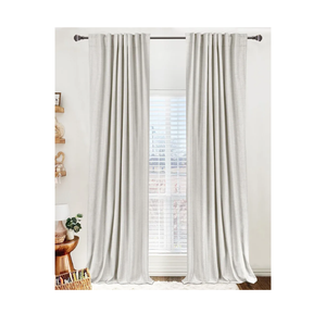 100% Blackout Shield Linen Blackout Curtains for Bedroom 96 Inches Long, Back Tab/Rod Pocket Living Room Drapes, Thermal Insulated Blackout Curtains 2 Panels Set, 50" W x 96" L, Beige
