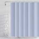 Abstract Stripes Fabric Bathroom Shower Curtain Sky Blue Lines Modern Minimalist Shower Curtain with Hooks Polyester Waterproof Artistic Decor, 72x72 Inch