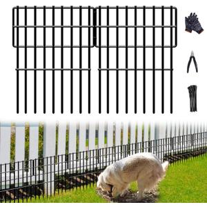 26 Panels No Dig Fence, 28ft(L) x 17in(H) Dog Digging Fencing Barrier, 1.2in Gap Animal Barrier for Bottom of Fence, Rustproof Metal Garden Edging Border Ground Defense Blockers for Outdoor Patio