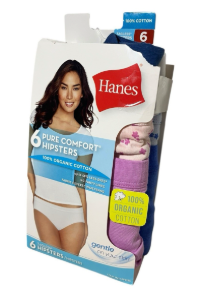 Hanes Womens Underwear Briefs, 6-Pack, Pure Comfort Organic Cotton Brief Panties, Full Coverage, Size 6/M