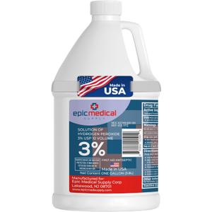 3% Hydrogen Peroxide - First Aid Antiseptic & Multipurpose Cleaner - Topical Wash for Cuts, Scrapes and Minor Cuts - H2O2 Hydrogen Peroxide 3 Percent USP Solution (1 Gallon)