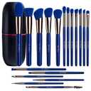 BS-MALL Makeup Brushes Premium Synthetic Foundation Powder Concealers Eye Shadows Makeup 18 Pcs Brush SetDark Blue with case
