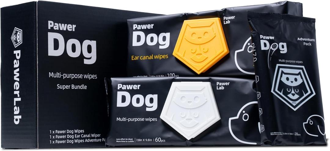 Dog Grooming Wipes Bundle  Plant-Based, Hypoallergenic & Biodegradable Wipes for Paws, Ears & Travel, Fragrance-Free, Extra Thick, 180 Count
