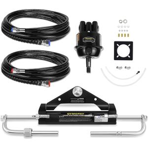 100HP Hydraulic Outboard Steering Kit, Marine Hydraulic Steering System with Bi-Directional Locking Cylinders and 20 ft High Strength Nylon Hose, Single Engine Use