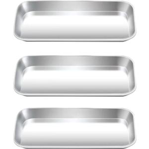 Yzurbu 3pcs Metal Tray, Stainless Steel Tray for Tattoo Supplies, Resin, Bathroom, Lab Instrument