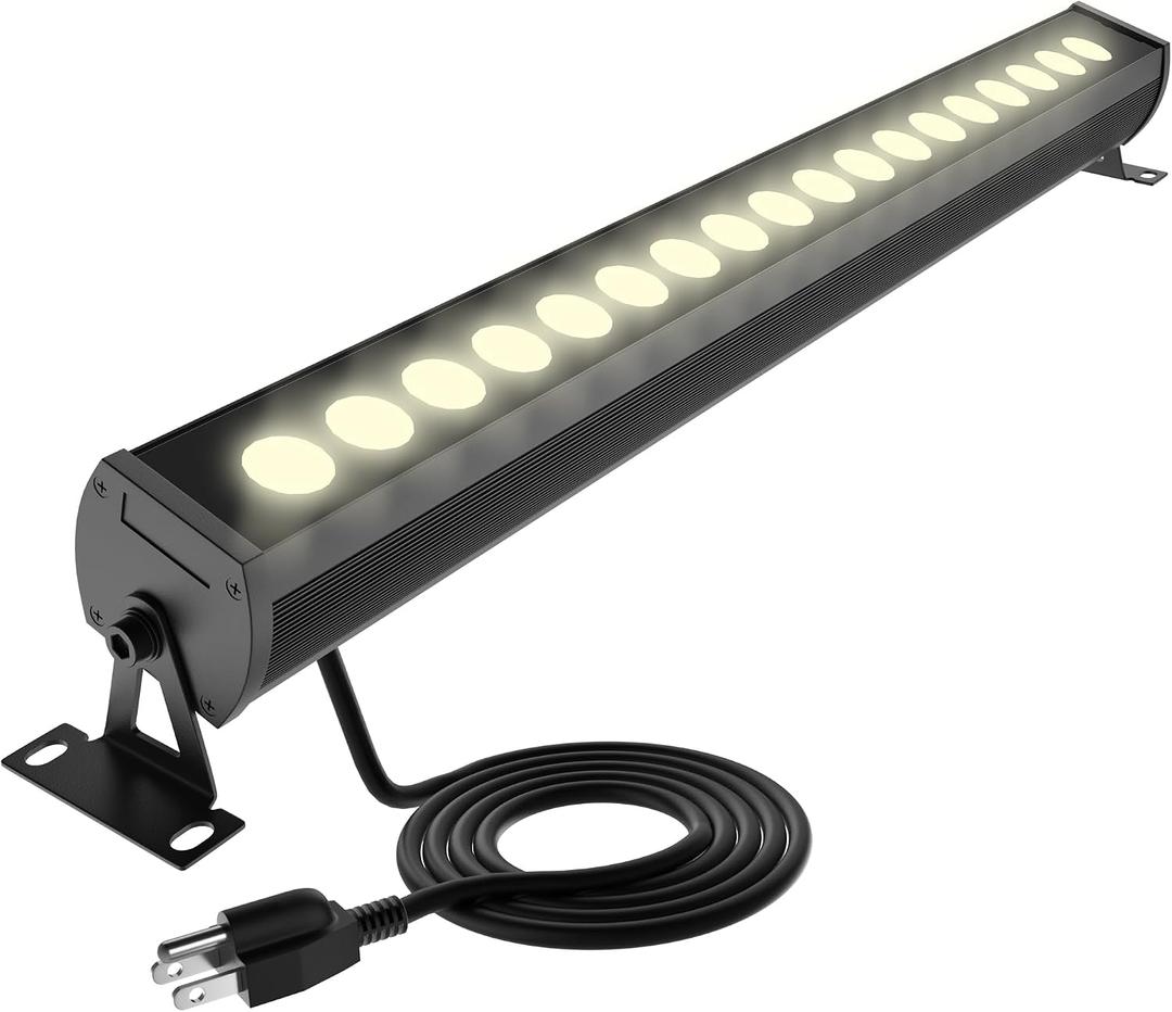 LED Wall Washer Light Bar, 20 in Plug-in 120V, 4000K Neutral White, 2250 Lumens, IP65 Waterproof Linear Outdoor Sign Lighting, 360-Degree Swivel Mount Landscape Spotlight