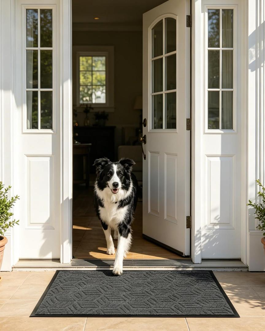 2' x 3' Non-Slip Commercial Entrance Rug, Heavy Duty Door Mat for Indoor Outdoor Entryway, Rubber Backed Walk Off Mat for Business, Garage, Office, Commercial Entrance Door Mats, Industrial Entry