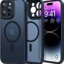 TORRAS Upgraded Magnetic [Full Camera Protection] Case Designed for iPhone 14 Pro Max [Compatible with MagSafe] [Military Grade Drop Tested] Slim Frosted Case for 14 Pro Max iPhone Case, Black
