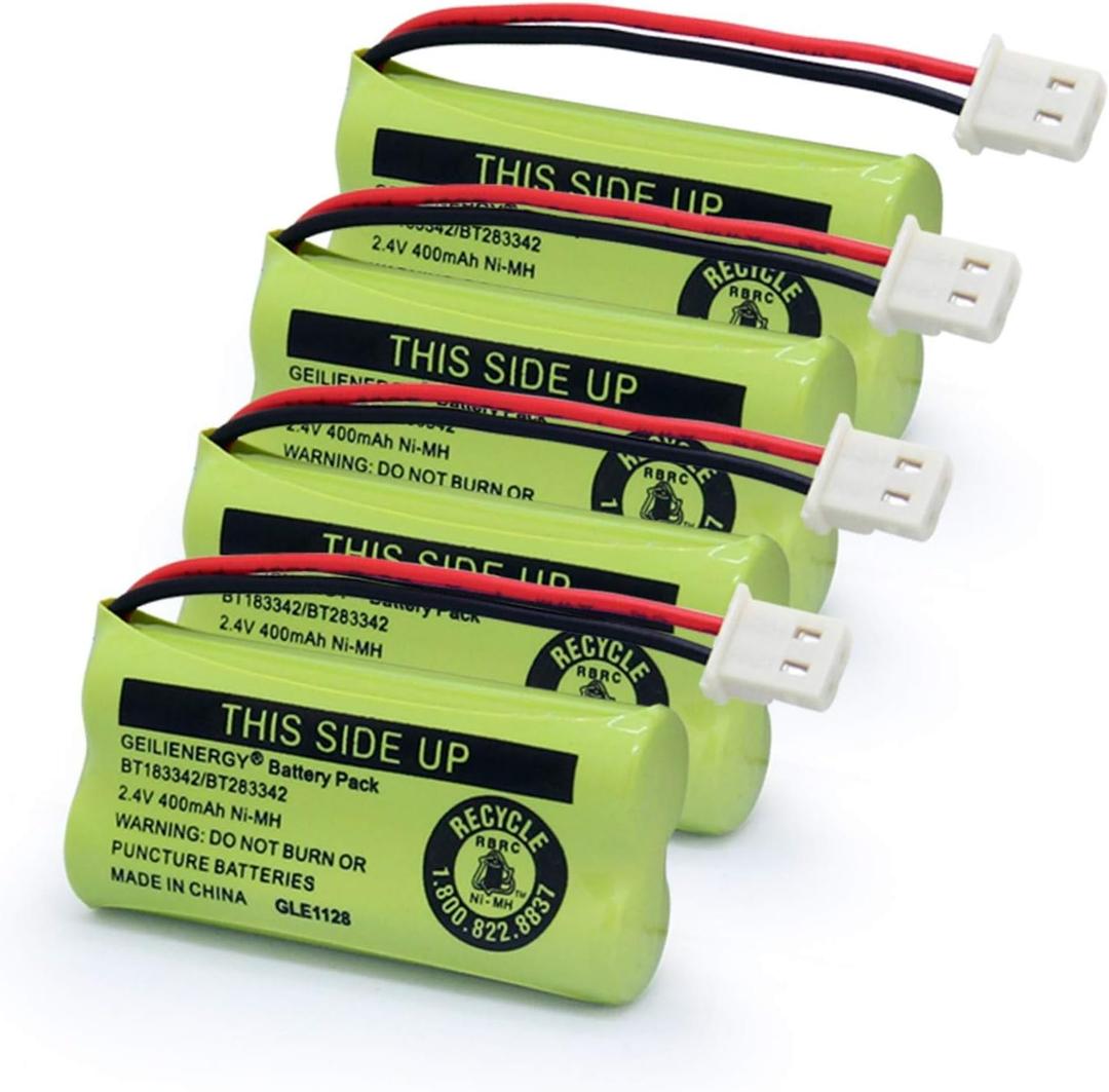 GEILIENERGY BT162342 BT262342 Battery Compatible with BT183342 BT283342 BT166342 BT266342 Vtech CS6114 CS6419 CS6719 with AT&T EL52300 CL80112 CS6719-2 Cordless Handsets (Pack of 4)