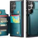 Vinich for Samsung Galaxy S25 Ultra Wallet Case with Card Holder, RFID Blocking Credit Slots Kickstand Shockproof Phone Cover Fit for Galaxy S25 Ultra 6.9" Bluish Green