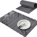 Large Stone Dish Drying Mats for Kitchen Counter, 24"(L)16"(W) Marble Pattern, Quick Dry Collapsible Dish Drying Mat, Eco-Friendly Absorbent Diatomaceous Earth Mat for Dishes Bottles Cups - Dark Gary