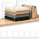 OKPOW Shelf Dividers for Closet Organization  Keep Sweaters & Purses Upright, Clear Acrylic Separators for Most Wood Shelves & Pantry, Damage-Free, Sturdy & Tall (10" x 12", 8 Pack)