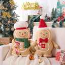Lanpn Christmas Gingerbread Man Pillows, Christmas Decoration Winter Soft Fleece Cute Ginger Bread Throw Cushion for Sofa Bedroom Xmas Decor (20.5x13.5 inch, Boy)