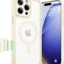 Maledan for iPhone 16 Pro Max Case, Full Camera Protection, Camera Button Cover, Compatible with MagSafe, Drop Protection, Magnetic Translucent Shockproof Phone Bumper Cover iPhone 16 Pro Max Beige