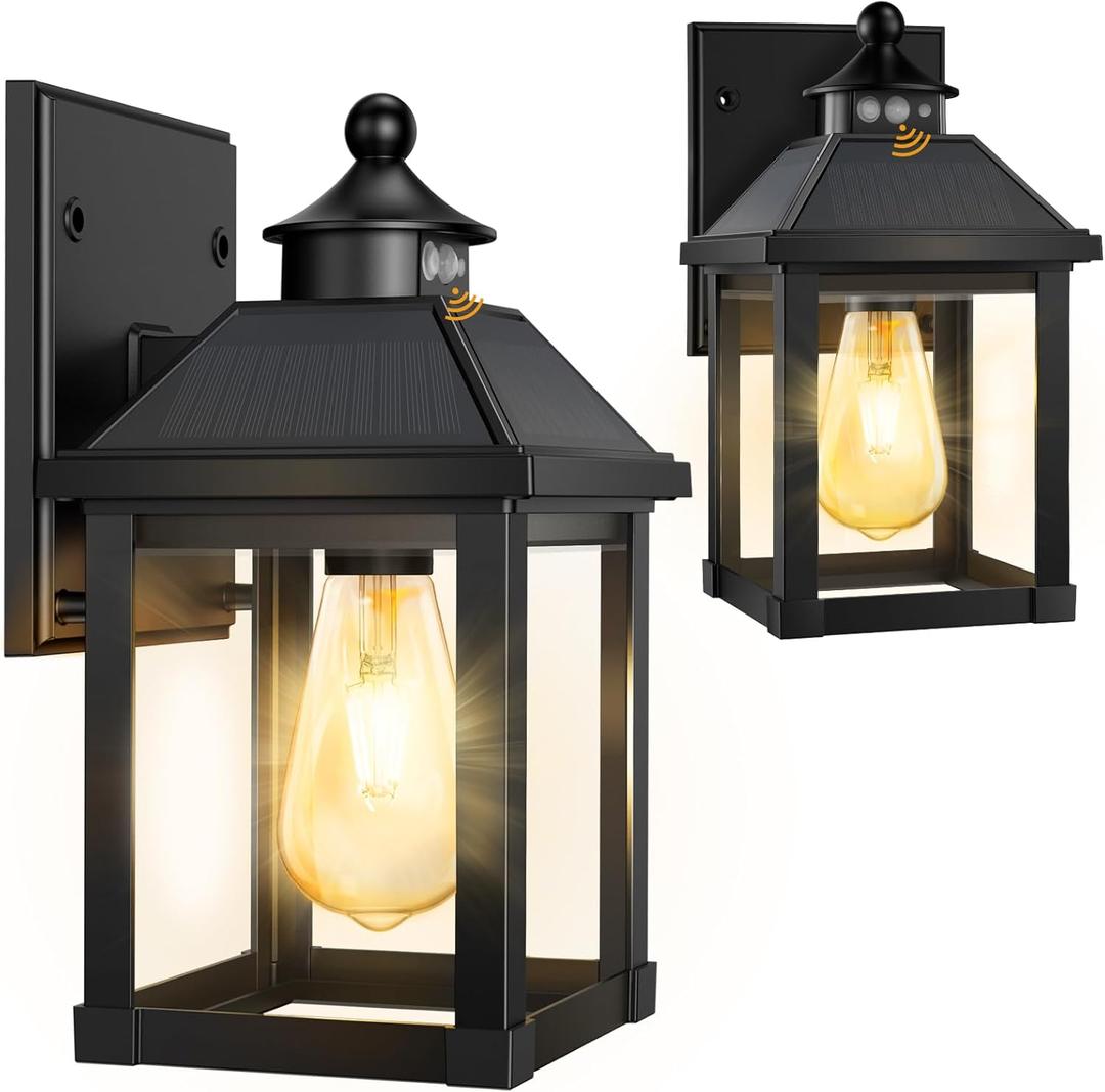 2Pack Solar Porch Lights Outdoor, Solar Sconce Lights Outdoor with Motion Sensor, Waterproof Wall Light with Clear Panel for Garage, Porch, Yard, Front Door,5.8 * 5.8 * 11.8in 2Pack Solar Porch Lights Outdoor, Solar Sconce Lights Outdoor with Motion Sensor, Waterproof Wall Light with Clear Panel for Garage, Porch, Yard, Front Door,5.8 * 5.8 * 11.8in