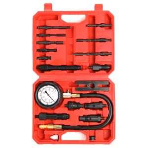 17pc Diesel Engine Compression Tester Kit, Diesel Compression Tester Cylinder Pressure Gauge for Diesel Cars and Trucks(red)