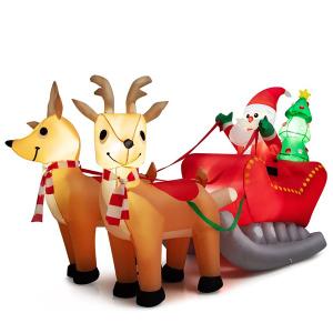 4.3-ft H Lighted Inflatable Santa Clause Sleigh and Reindeer