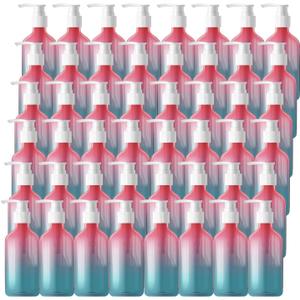 48 Pieces Empty Clear Gradient Color Pump Bottle, 8.4 oz Refillable Plastic Dispenser Bottles with Pump, Travel Lotion Container for Shampoo Hand Body Soap Oil Massage Moisturizer Face Cream Liquid