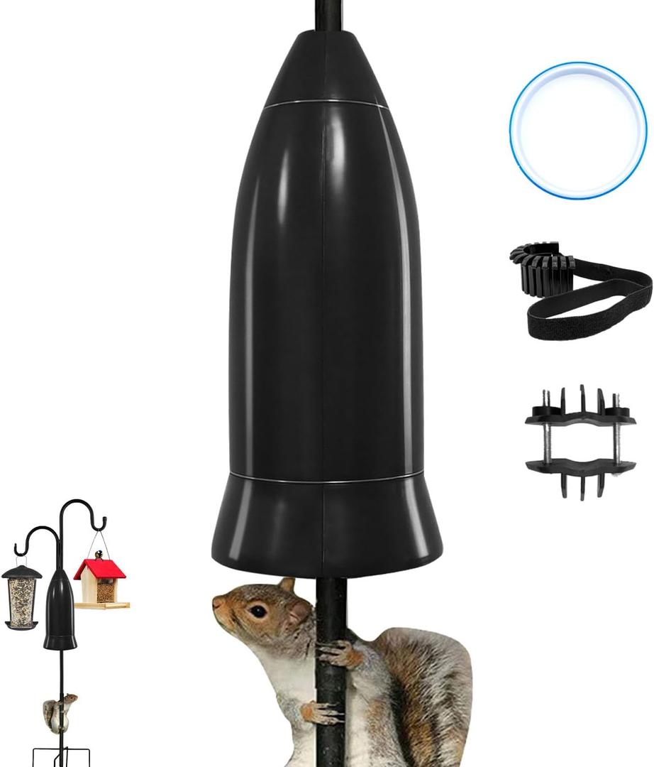 Squirrel Baffle for Bird Feeder Pole,Installation Without Removing The Pole,Wrap Around Poles Protect Bird Feeder,Suitable for Shepherd Hooks,Not for Deck Hook