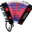 17 Keys Mini Accordion, 8 Bass Button Lightweight Accordion Gift for Beginners, Practice and Educational Musical Instrument (Black)