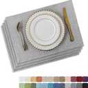 HOME BRILLIANT Cloth Placemats Set of 4 Heat Resistant Washable Plate Mats Placemats for Parties Buffet Dinner Coasters Party Dinner Decor, 13 x 19 inches, Light Grey
