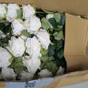 Rowfad 120 Pcs Artificial Roses Bulk Velvet Silk White Roses White Roses for Wedding Centerpieces Bridal Bouquet Mohter's Day Home Decor (120, White)