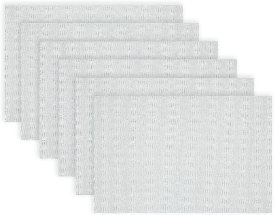 Dainty Home Washable Placemats Set of 6  12x18 Inch, Heat-Resistant, Non-Slip, Modern Table Mats for Dining, Kitchen, Family Meals  Easy to Clean, Durable (Natural Shimmer White)