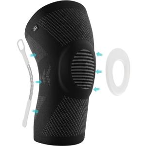 TYNOR Knee Cap Support with Patella Pad & Side Stabilizers, Knee Brace for Women & Men, Knee Compression Sleeve for Knees Pain, Meniscus Tear, ACL, Joint Pain, Runner, Workout - XL (Black & White)