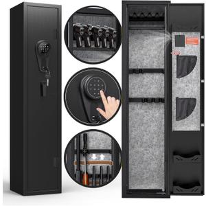 KAER 3-5 Gun Safes for Home Rifle and Pistols, Quick Access Safes for Shotguns, cabinets with Adjustable Rack, Pockets and Removable Shelf